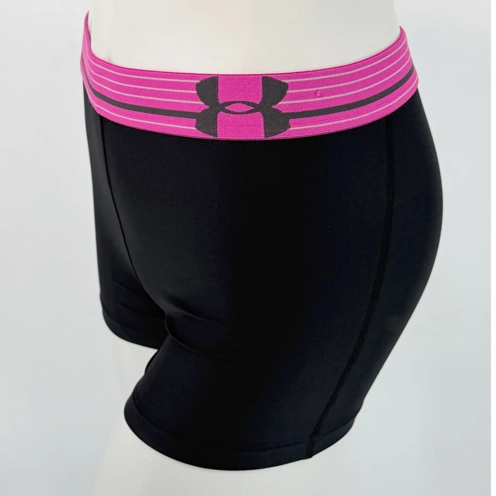 Under Armour Compression Shorts Black‎ Pink Stripe Athletic S Activwear 102-48